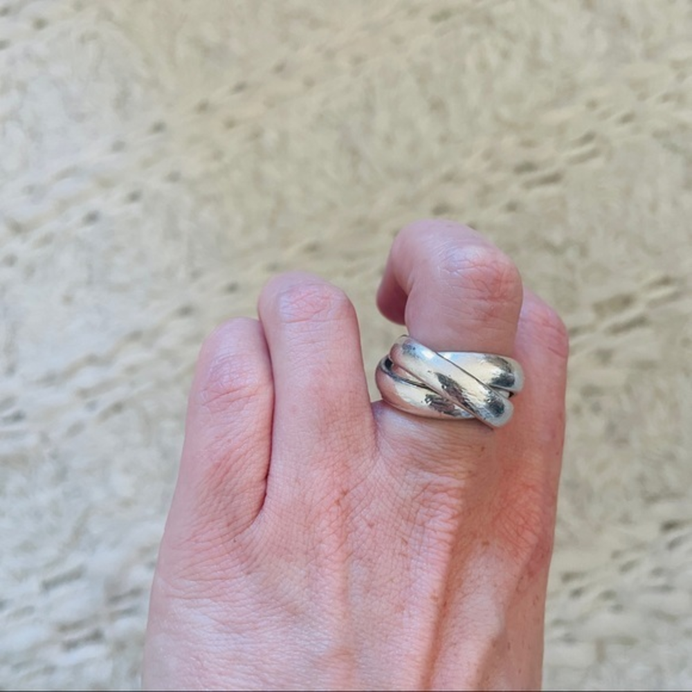 Vintage Sterling Silver Rolling Ring Reliquary SF Thick Trinity Band Size 6